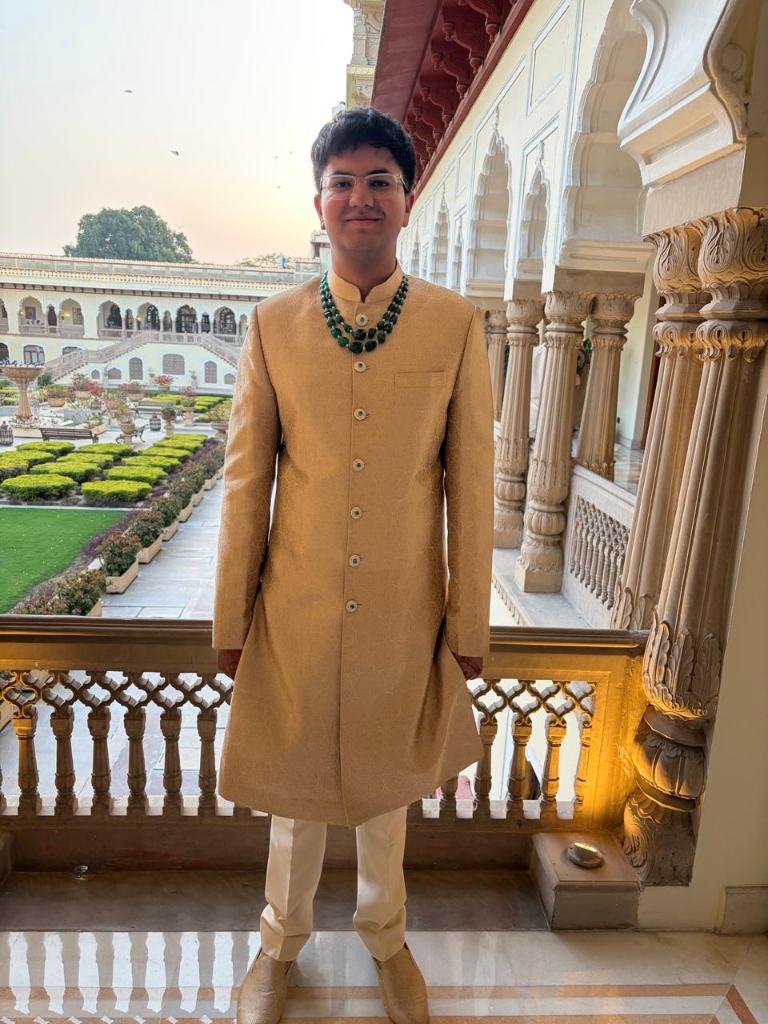 Triple-Strand Emerald Mala & Royal Sherwani