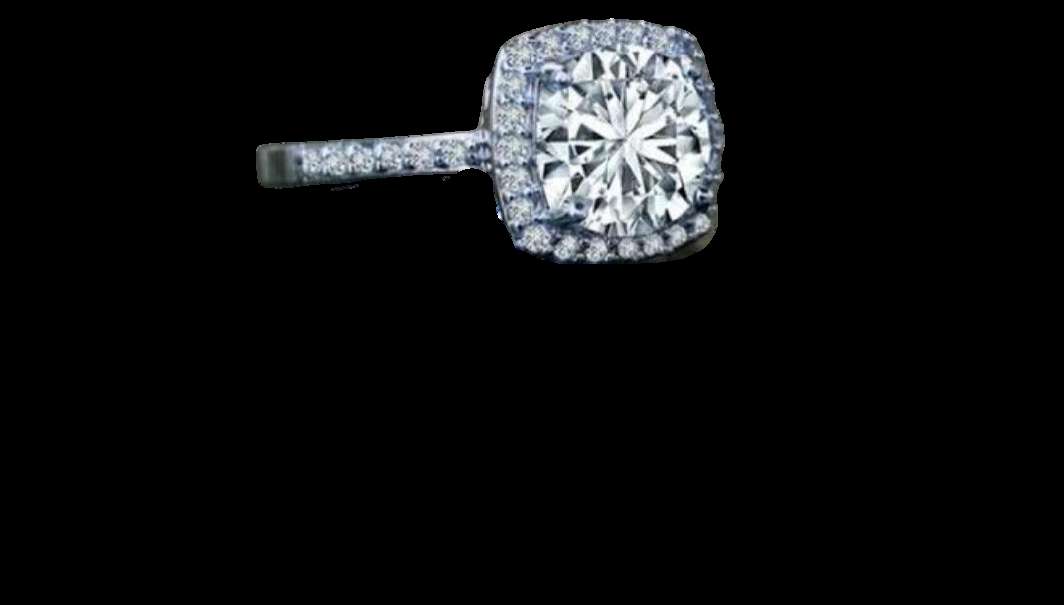 Pavé Cushion Diamond Halo Ring