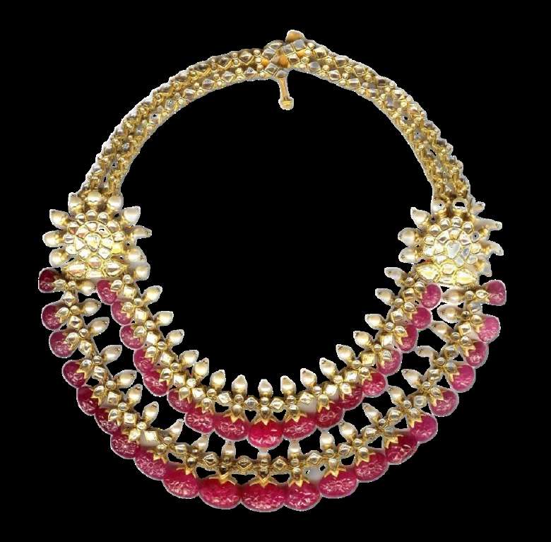 Royal Carved Ruby & Polki Grand Haar