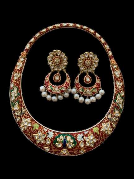 Jaipur Peacock Meenakari Hasli & Chandbalis
