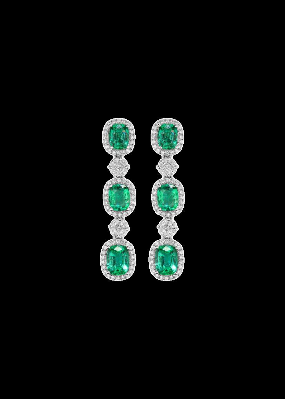 Three-Tier Colombian Emerald & Diamond Drops