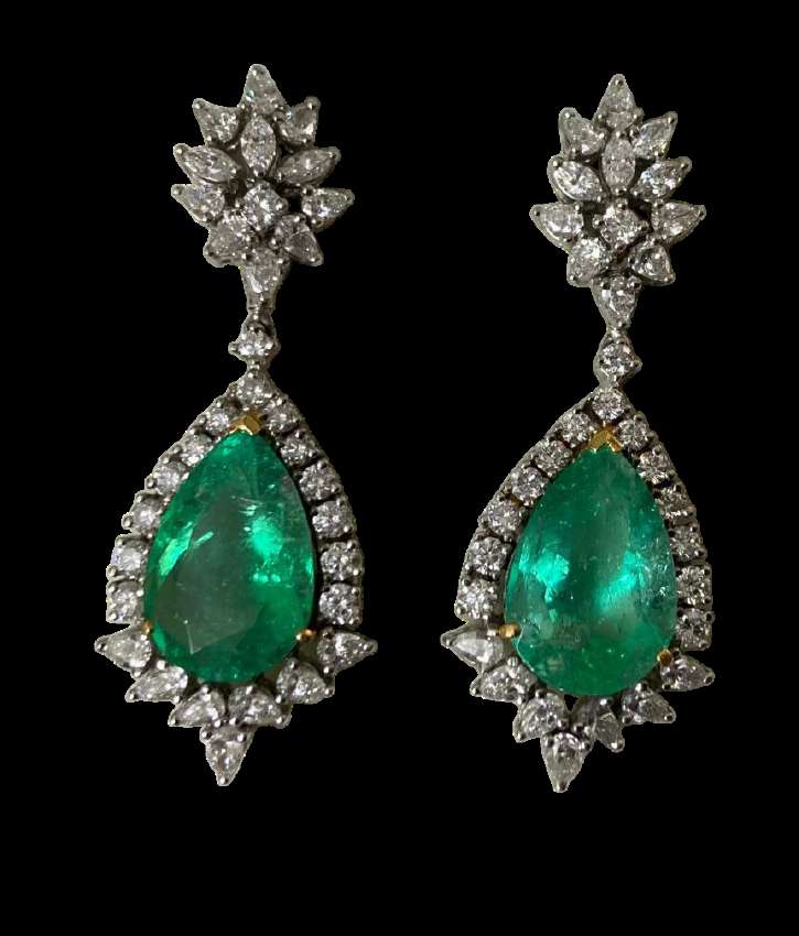 Marquise Cluster Pear Emerald Chandeliers