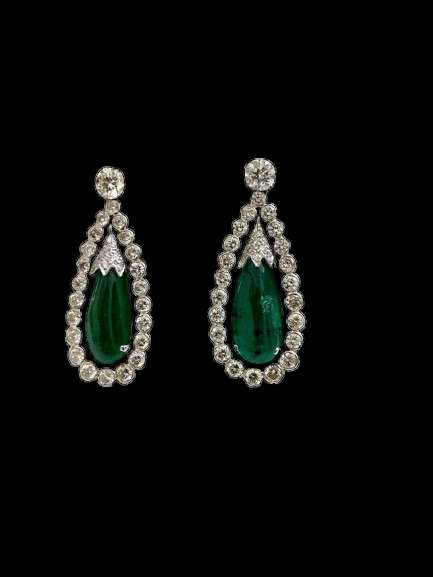 Royal Colombian Emerald & Pearl Tassel Drops