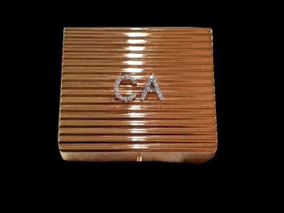 Monogrammed Solid Gold & Diamond Snuff Box
