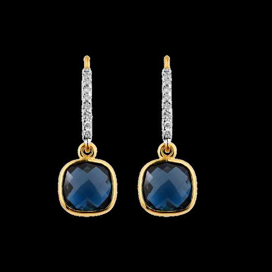Cushion Blue Sapphire & Diamond Drop Earrings