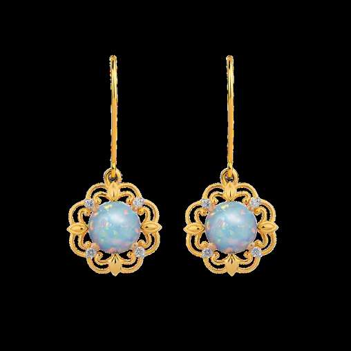 Ethiopian Opal & Diamond Filigree Drop Earrings