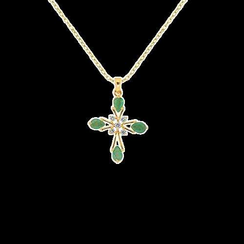 Colombian Emerald Florets Cross Pendant