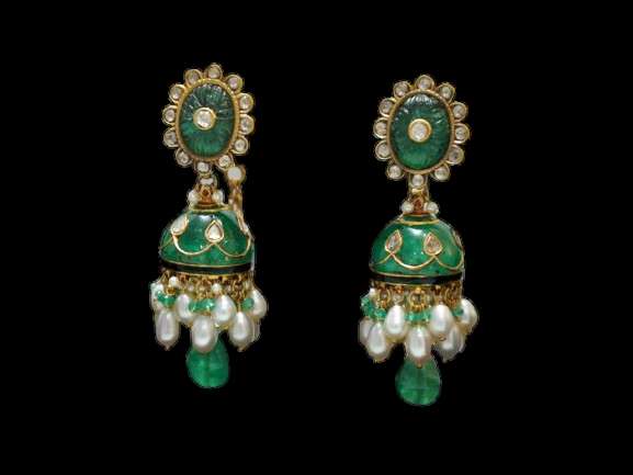 Neeru's Signature Colombian Emerald Jhumki